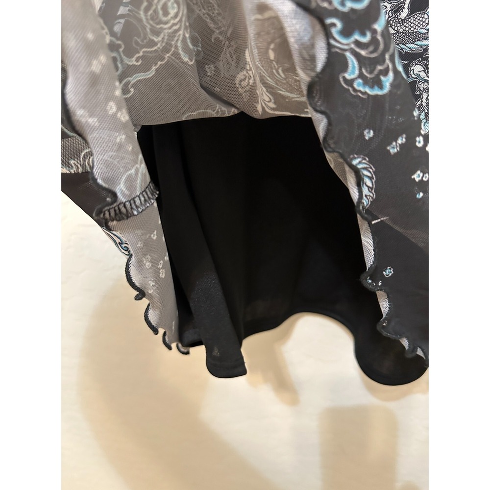Justify Womans Babydoll Dragon Y2K Spaghett Top Size L Goth Punk lettuce hem - Picture 7 of 12